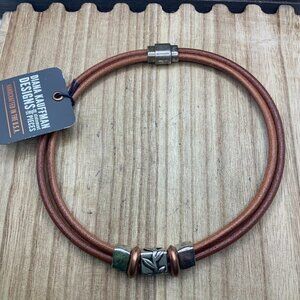 Diana Kauffman NWT " The Laurels" Leather Choker Necklace